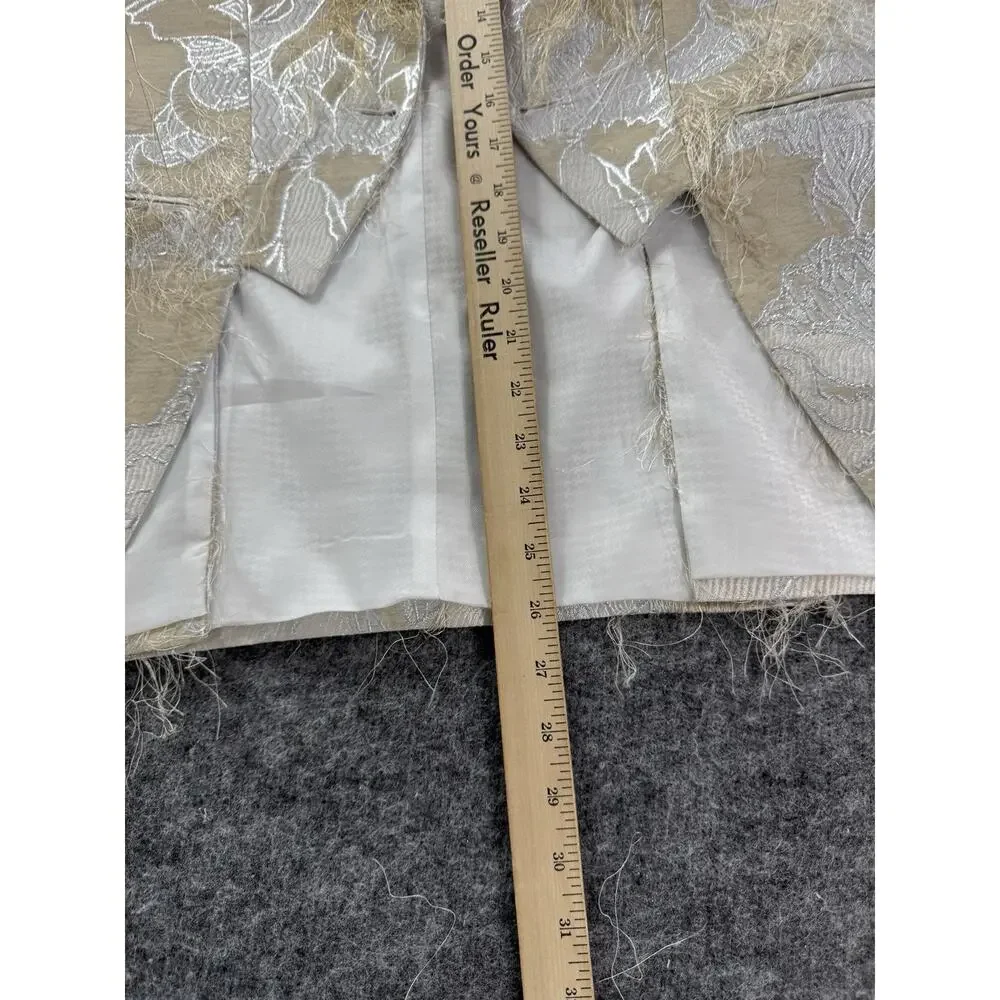 Torres Mens Tuxedo Suit 40 US 50 EU Beige Floral Borcade Tasseled 3pcs Set t12